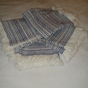 Striped Blue and White Throw Blanket